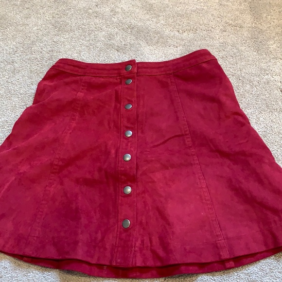 Abercrombie & Fitch Dresses & Skirts - Abercrombie and Fitch red suede button up mini skirt